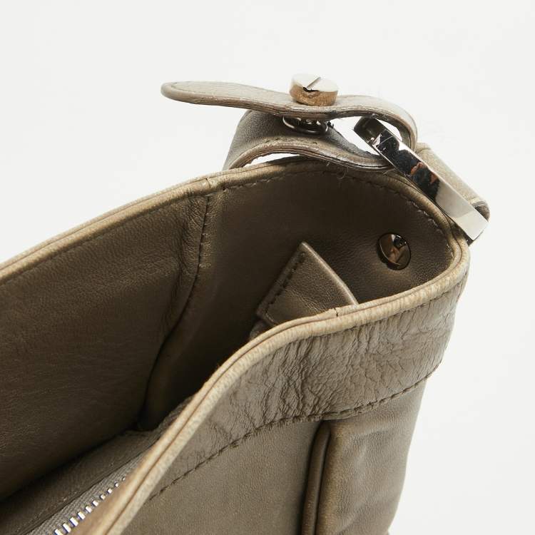 Pre Owned Balenciaga Beige Leather Studded Sac Clous Motorcycle Bag