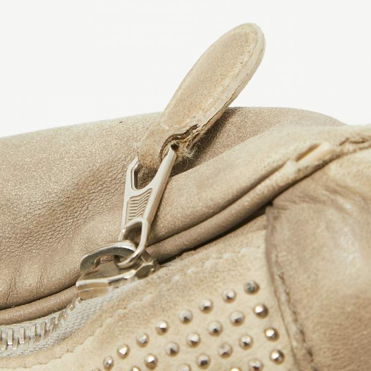 Pre Owned Balenciaga Beige Leather Studded Sac Clous Motorcycle Bag