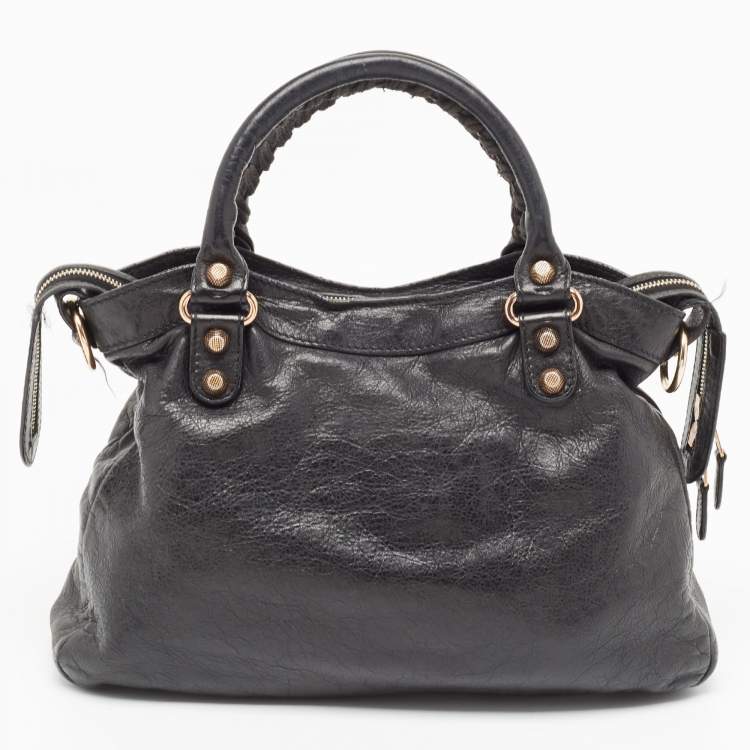 Pre Owned Balenciaga Black Leather RGH Town Bag