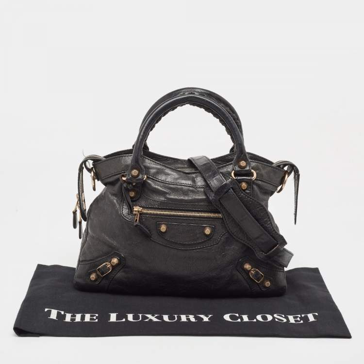 Pre Owned Balenciaga Black Leather RGH Town Bag