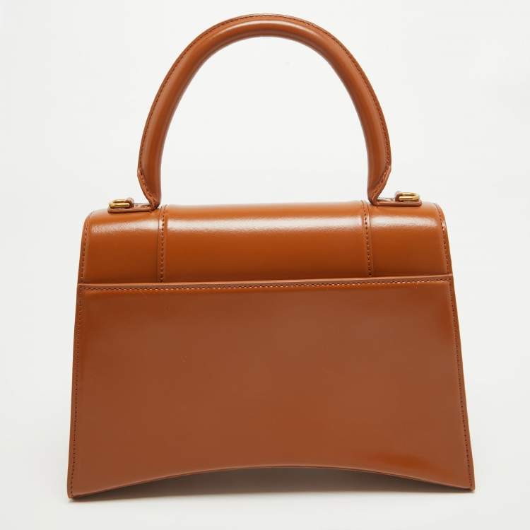 Pre Owned Balenciaga Brown Leather Medium Hourglass Top Handle Bag
