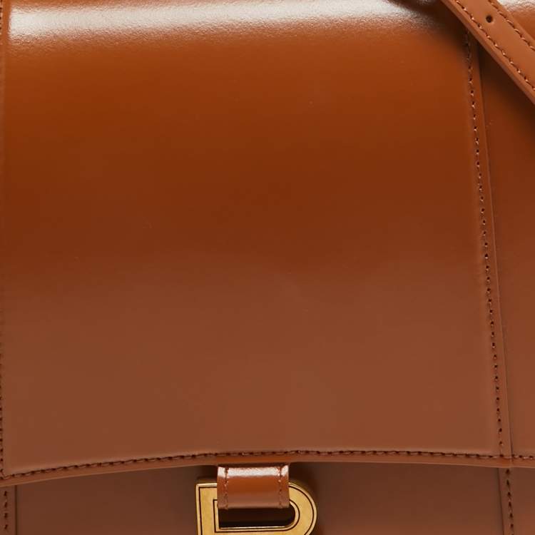 Pre Owned Balenciaga Brown Leather Medium Hourglass Top Handle Bag