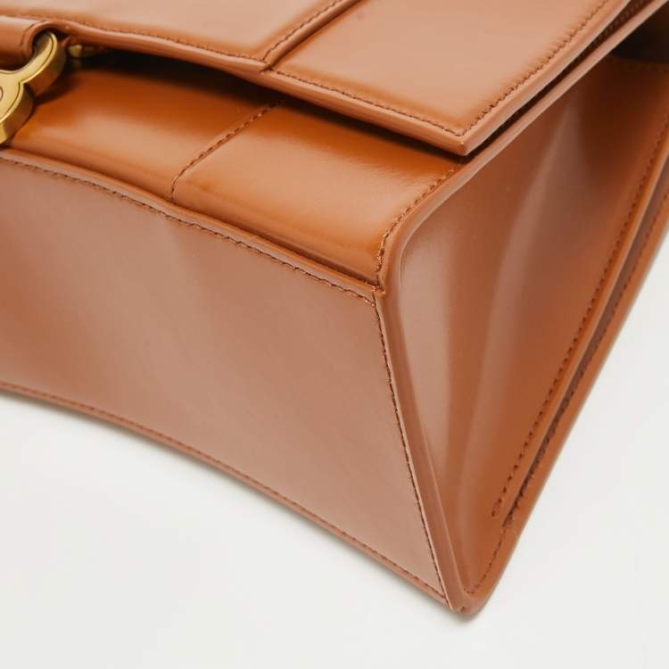 Pre Owned Balenciaga Brown Leather Medium Hourglass Top Handle Bag