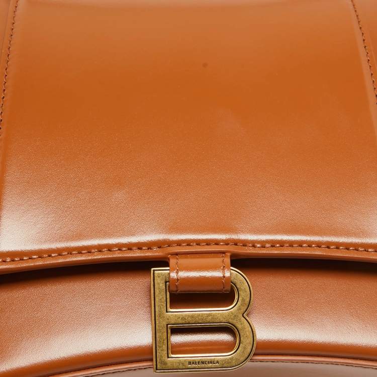 Pre Owned Balenciaga Brown Leather Medium Hourglass Top Handle Bag
