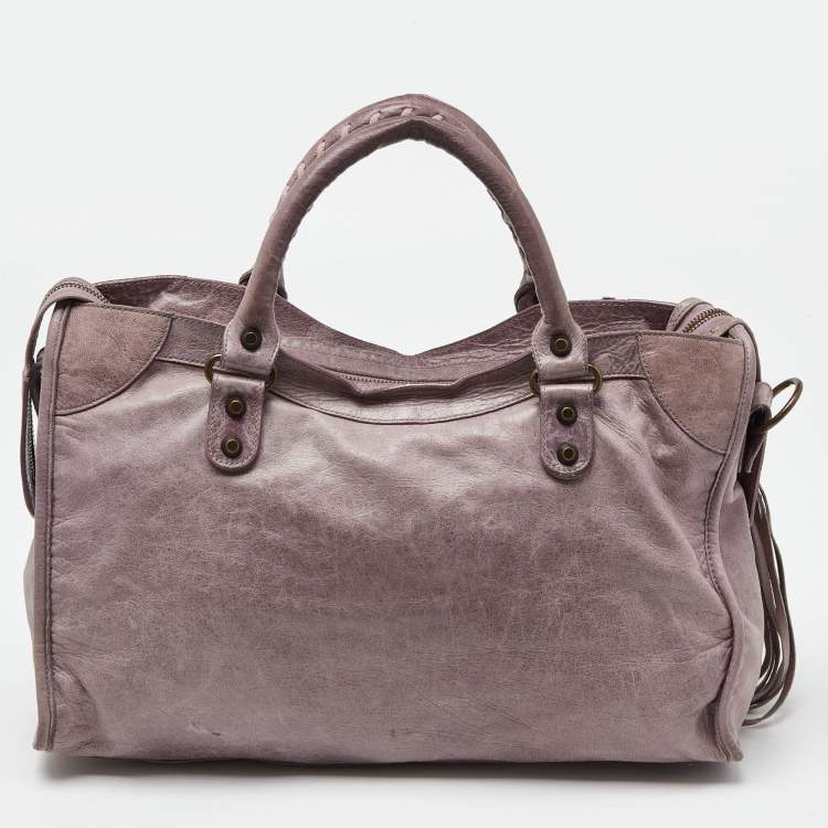 Pre Owned Balenciaga Lilac Leather Motor City Bag