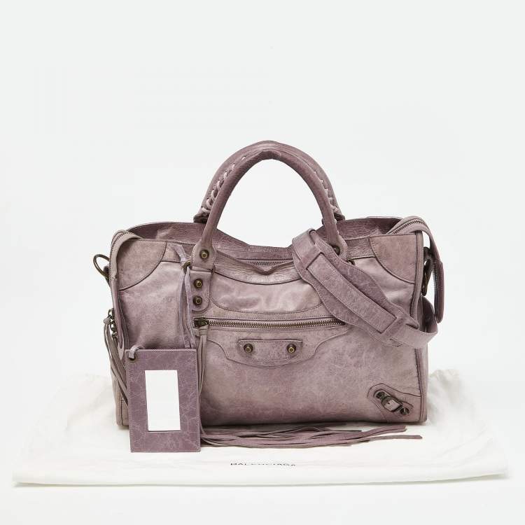 Pre Owned Balenciaga Lilac Leather Motor City Bag