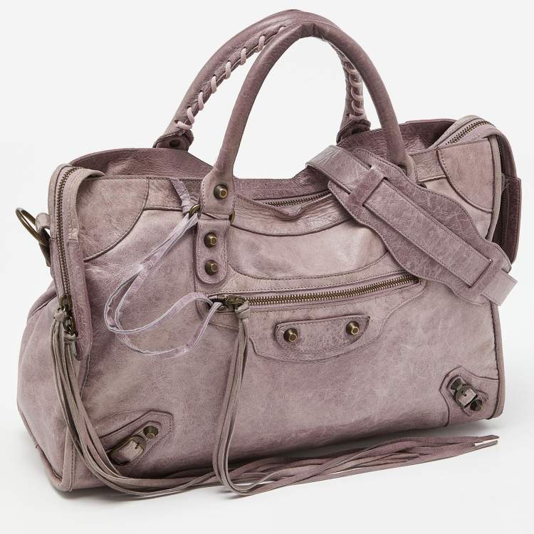 Pre Owned Balenciaga Lilac Leather Motor City Bag