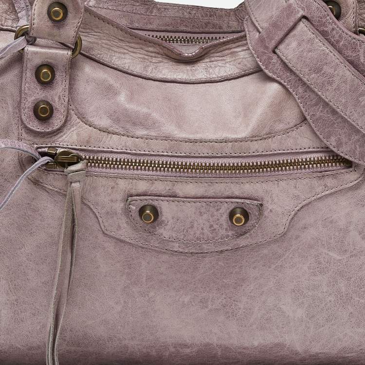 Pre Owned Balenciaga Lilac Leather Motor City Bag
