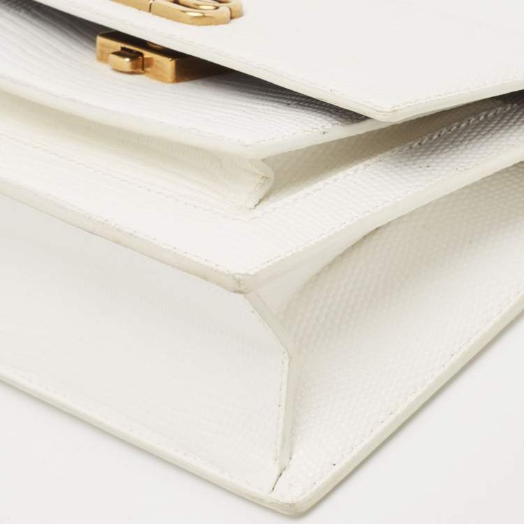 Pre Owned Balenciaga White Lizard Embossed Leather XS Sharp Top Handle Bag
