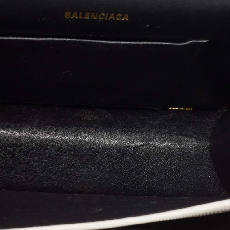Pre Owned Balenciaga White Lizard Embossed Leather XS Sharp Top Handle Bag