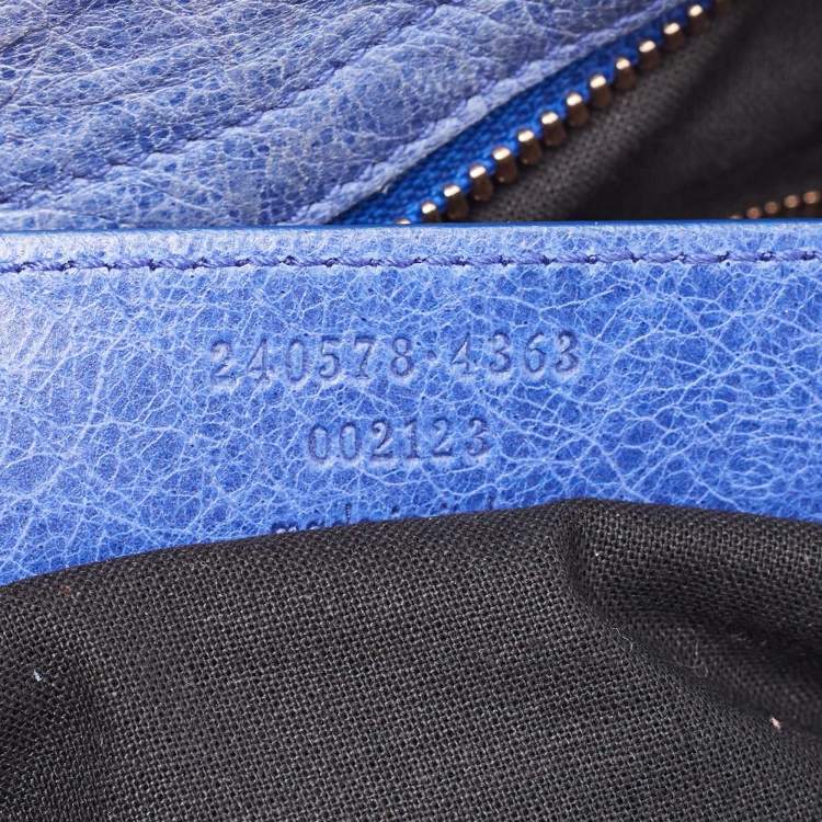 Pre Owned Balenciaga Blue Leather Rose Gold Hardware Classic Town Bag