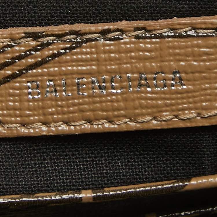 Pre Owned Balenciaga Brown/Black BB Monogram Leather Mini Le Cagole Shoulder Bag