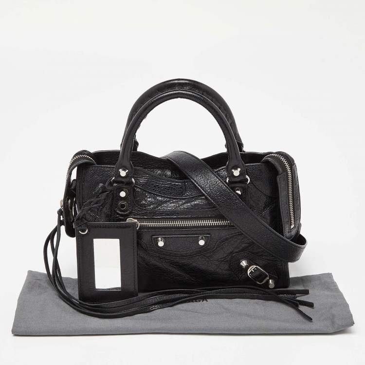 Pre Owned Balenciaga Black Leather Mini City Bag