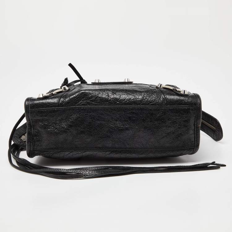 Pre Owned Balenciaga Black Leather Mini City Bag