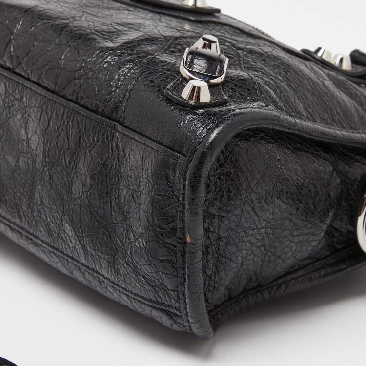Pre Owned Balenciaga Black Leather Mini City Bag