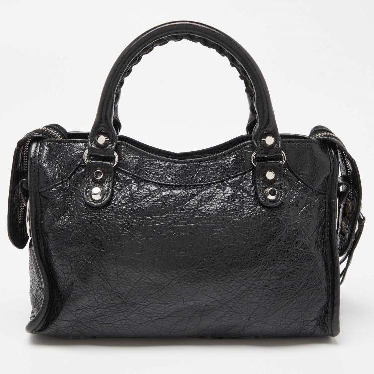 Pre Owned Balenciaga Black Leather Mini City Bag