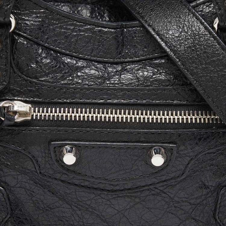 Pre Owned Balenciaga Black Leather Mini City Bag