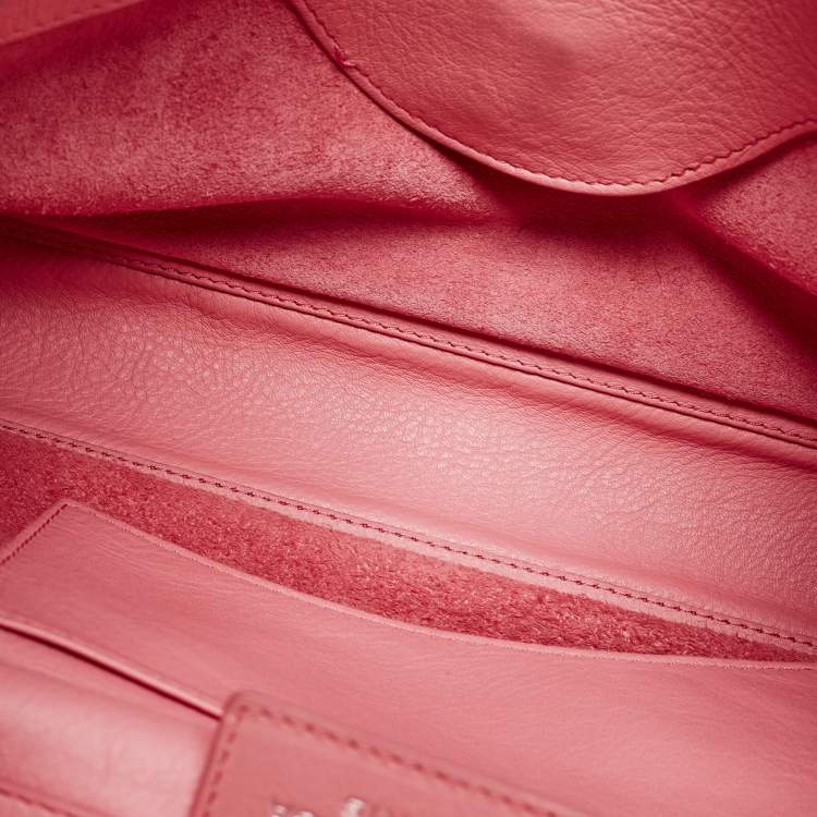 Pre Owned Balenciaga Pink Leather Papier Sight Clutch