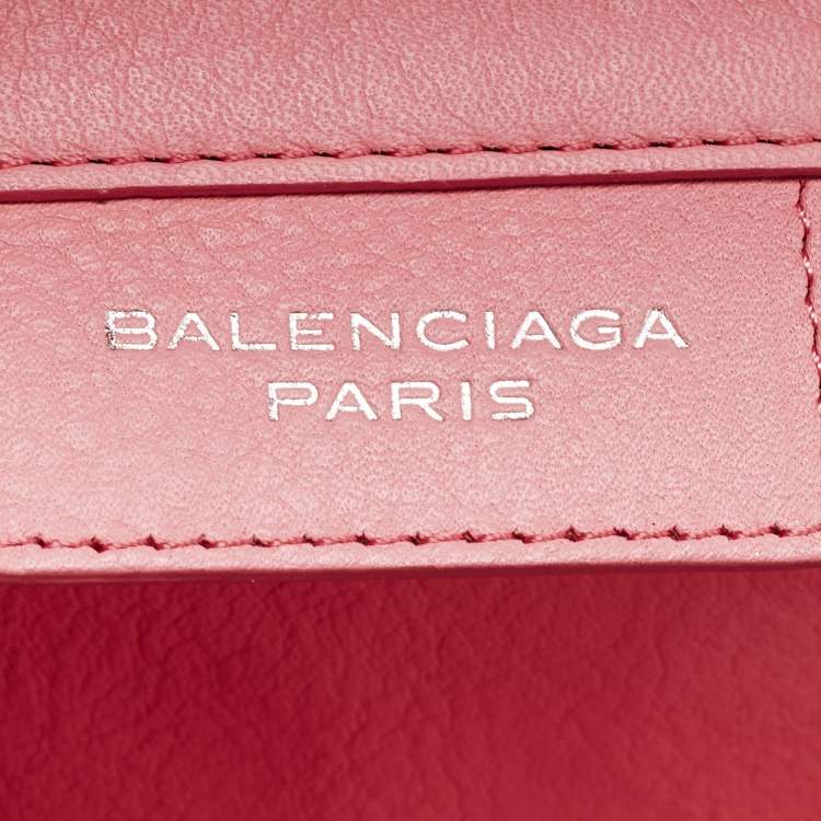 Pre Owned Balenciaga Pink Leather Papier Sight Clutch
