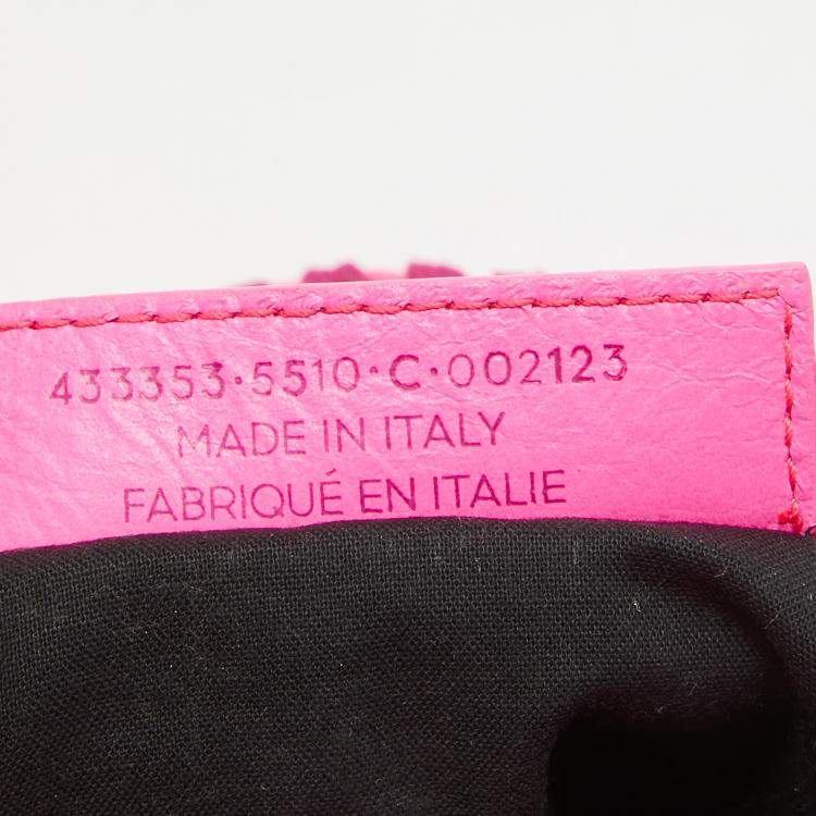 Pre Owned Balenciaga Neon Pink Leather Small Classic City Tote