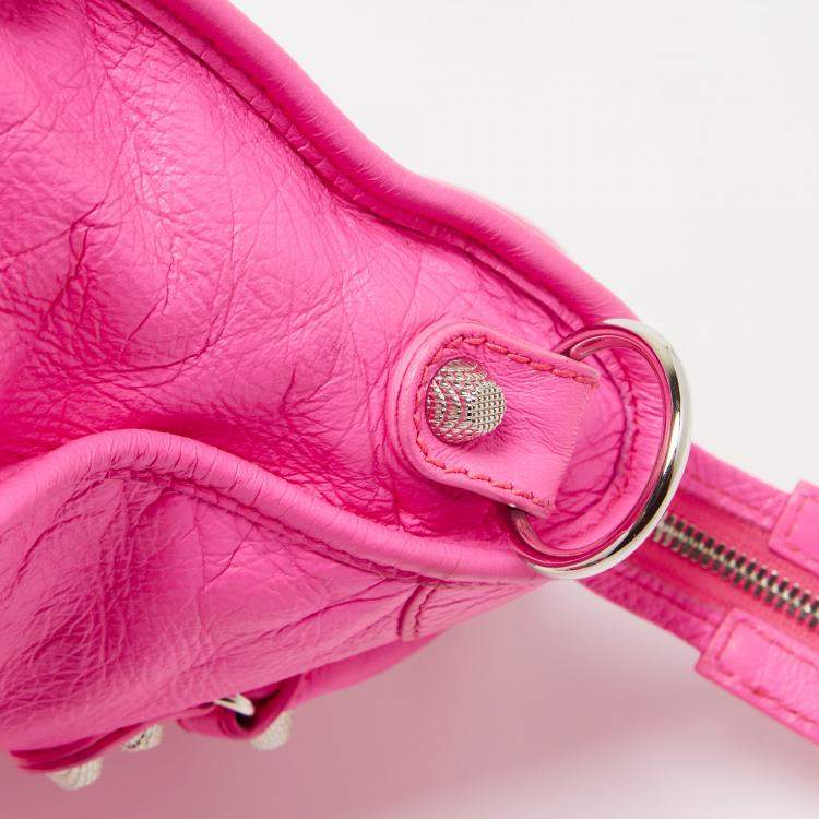 Pre Owned Balenciaga Neon Pink Leather Small Classic City Tote