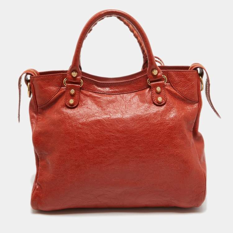 Pre Owned Balenciaga Rust Orange Leather RH Velo Bag