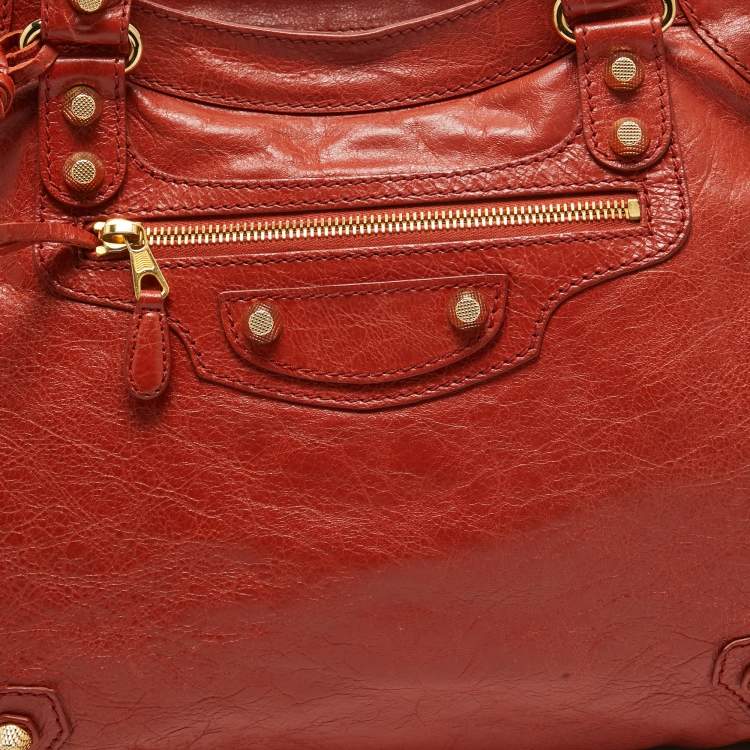 Pre Owned Balenciaga Rust Orange Leather RH Velo Bag