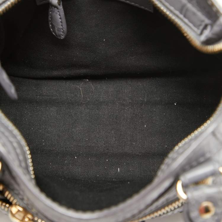 Pre Owned Balenciaga Grey Croc Embossed Leather Mini RH City Bag