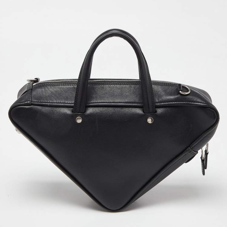 Pre Owned Balenciaga Black Leather Small Triangle Duffle Bag