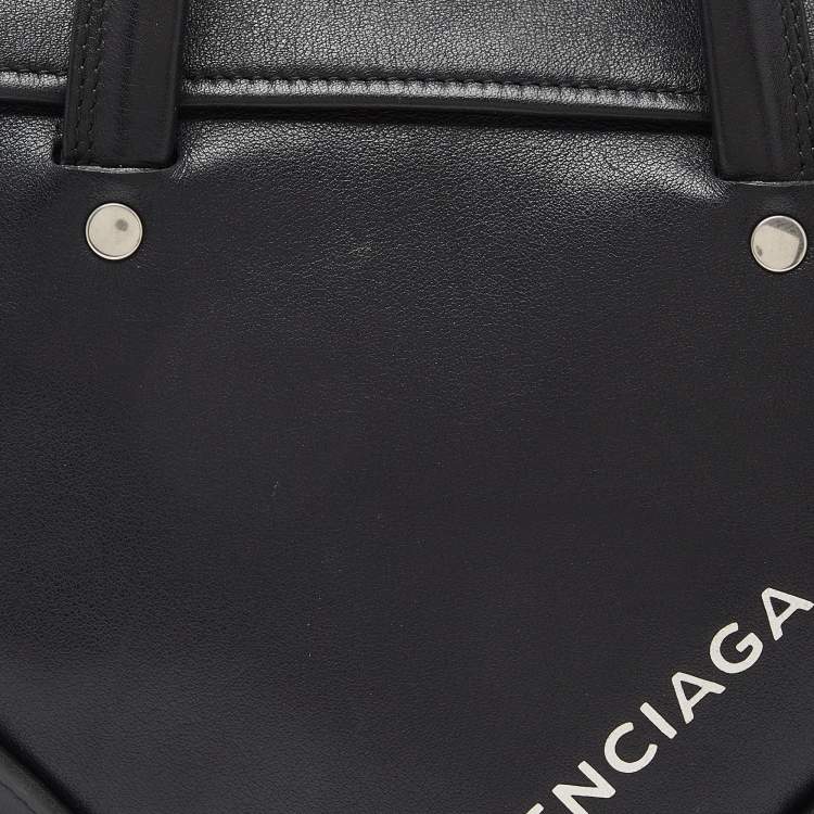 Pre Owned Balenciaga Black Leather Small Triangle Duffle Bag