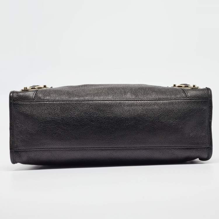 Pre Owned Balenciaga Black Leather Metallic Edge Classic City Tote