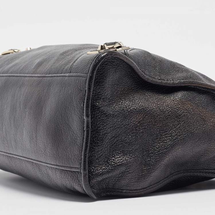 Pre Owned Balenciaga Black Leather Metallic Edge Classic City Tote