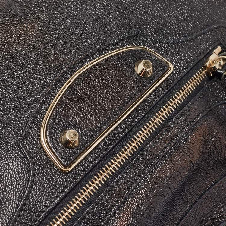 Pre Owned Balenciaga Black Leather Metallic Edge Classic City Tote