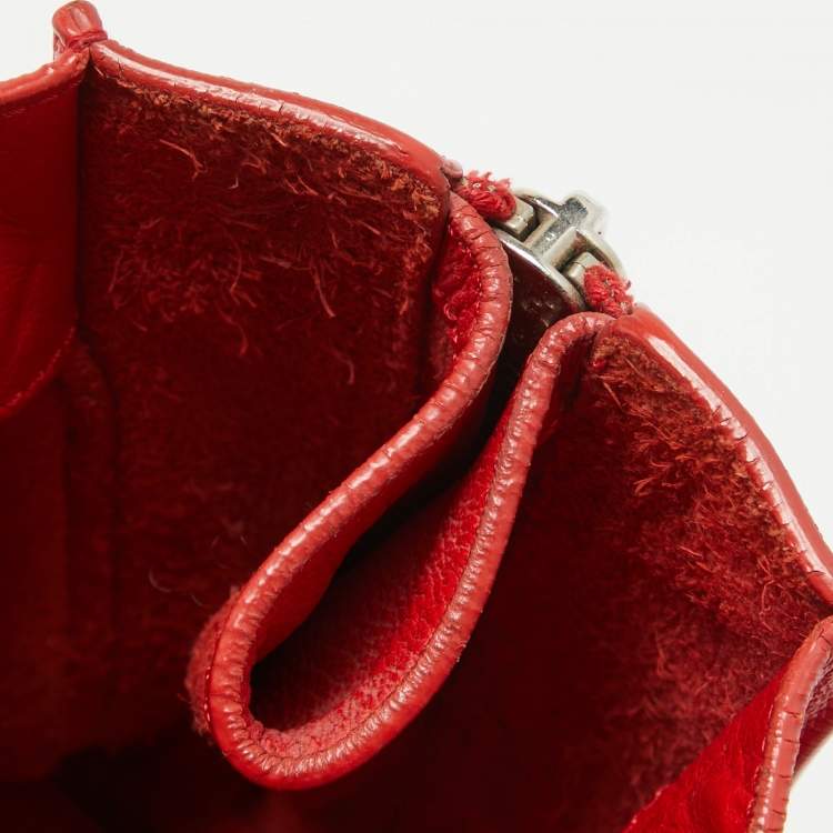 Pre Owned Balenciaga Red Leather Mini Papier A4 Tote