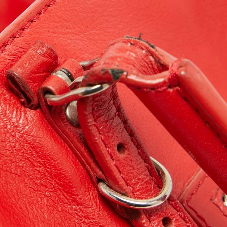 Pre Owned Balenciaga Red Leather Mini Papier A4 Tote
