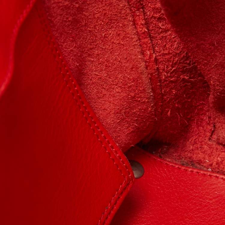 Pre Owned Balenciaga Red Leather Mini Papier A4 Tote