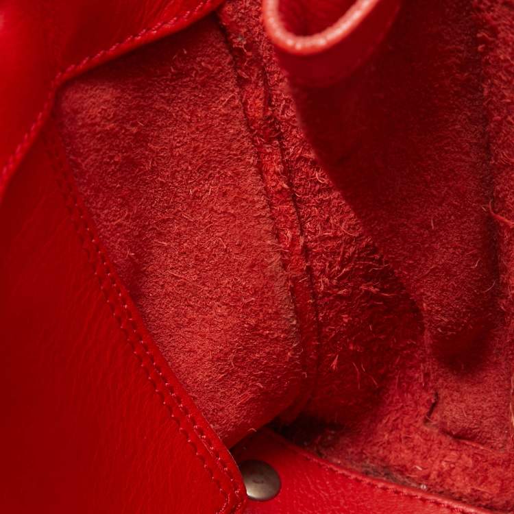 Pre Owned Balenciaga Red Leather Mini Papier A4 Tote