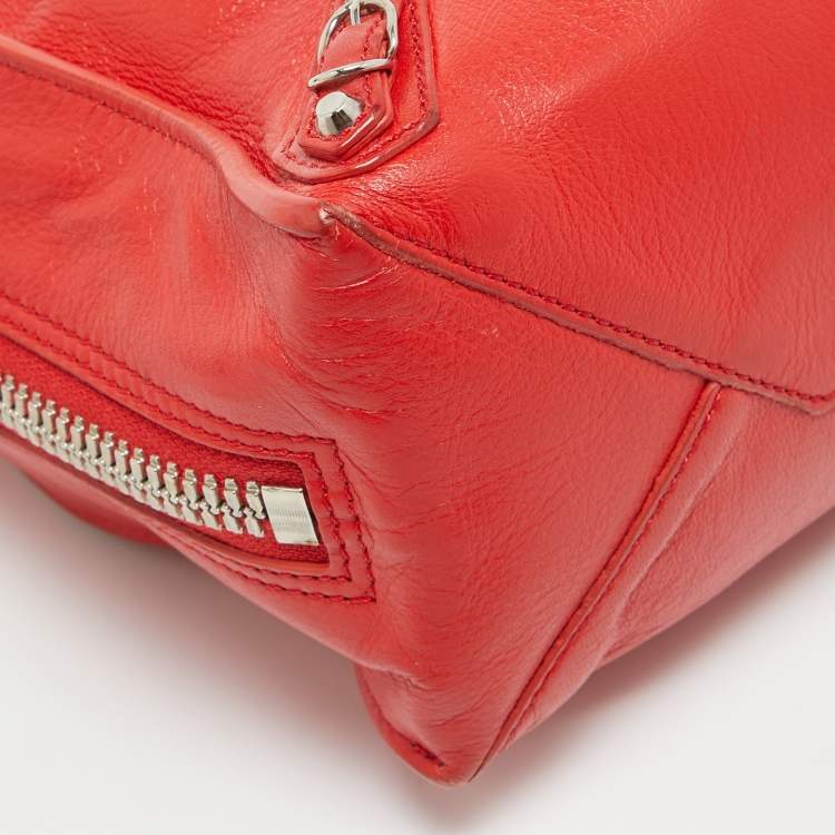Pre Owned Balenciaga Red Leather Mini Papier A4 Tote