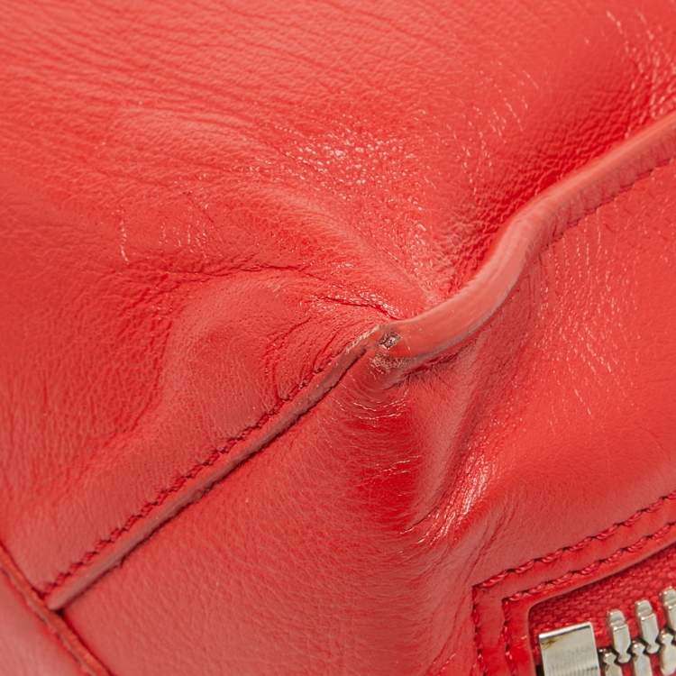 Pre Owned Balenciaga Red Leather Mini Papier A4 Tote