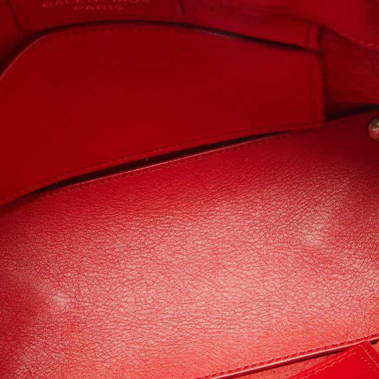 Pre Owned Balenciaga Red Leather Mini Papier A4 Tote