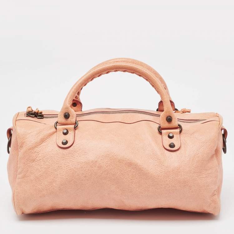 Pre Owned Balenciaga Peach Leather RH Twiggy Bag