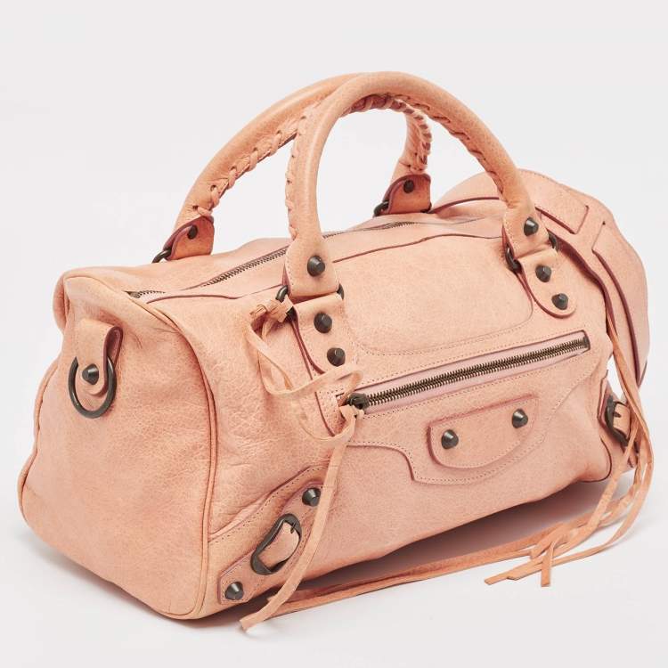 Pre Owned Balenciaga Peach Leather RH Twiggy Bag