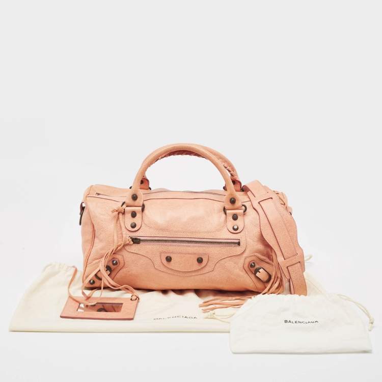 Pre Owned Balenciaga Peach Leather RH Twiggy Bag