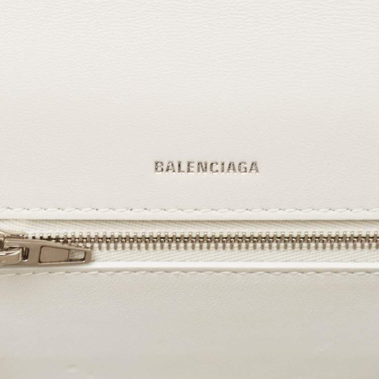 Pre Owned Balenciaga White Croc Embossed Leather Ghost Hobo