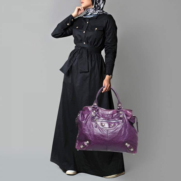 Pre Owned Balenciaga Ultraviolet Leather GSH RTT Bag