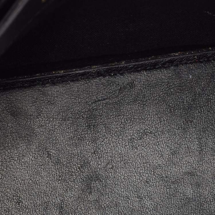 Pre Owned Balenciaga Black Croc Embossed Leather XXS Ville Satchel