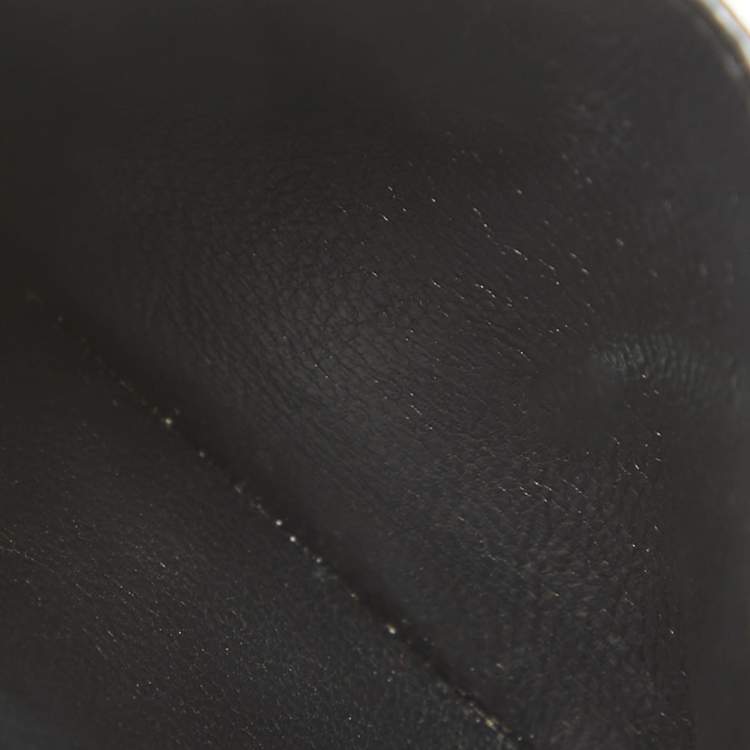 Pre Owned Balenciaga Black/White Printed Logo Leather Card Holder