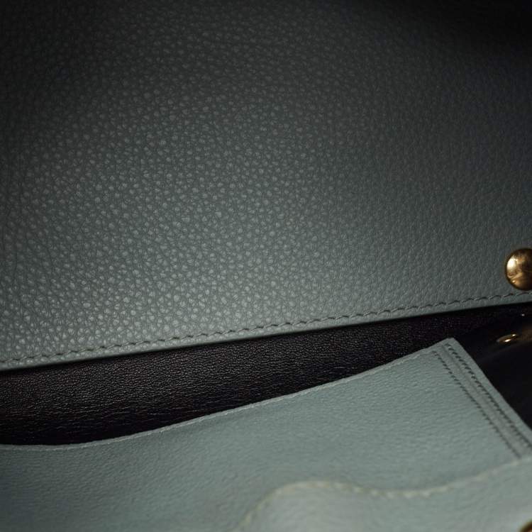 Pre Owned Balenciaga Light Green Leather Mini Papier A4 Tote