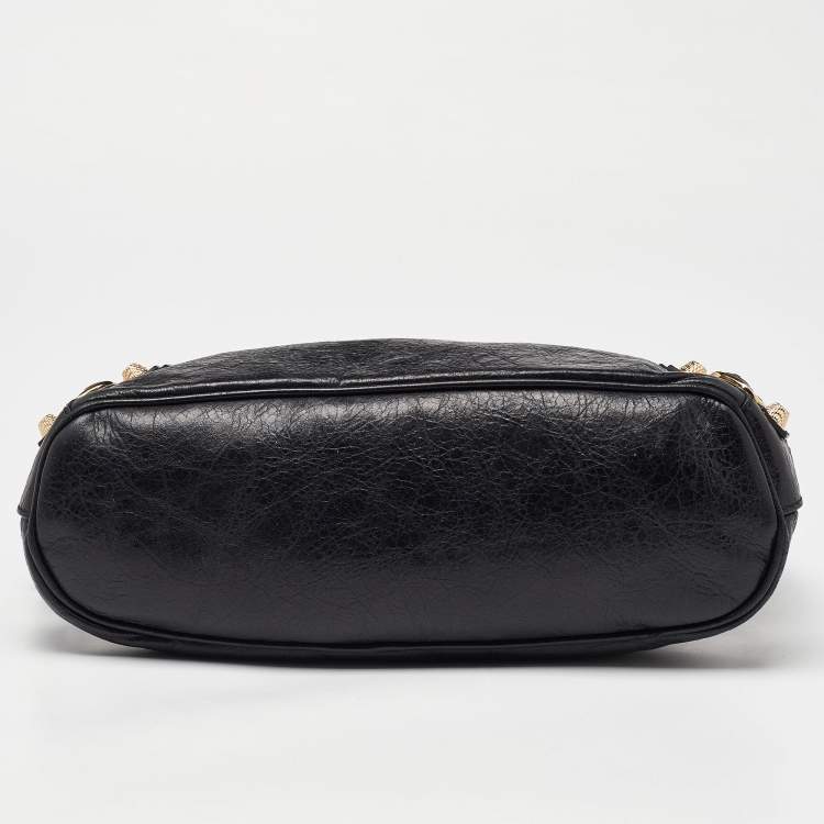 Pre Owned Balenciaga Black Leather RGH Bowler Bag