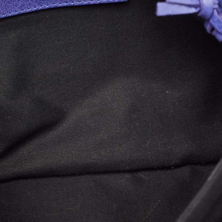 Pre Owned Balenciaga Purple Leather RH Envelope Clutch
